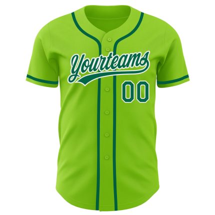 Custom Name and Number Baseball Jersey - Authentic Neon Green Kelly Green-White Design Personalized Neon Green Kelly Green-White