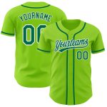 Custom Name and Number Baseball Jersey - Authentic Neon Green Kelly Green-White Design Personalized Neon Green Kelly Green-White
