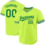 Personalized Kelly Green and White Neon Baseball Jersey Custom Name and Number - Authentic Throwback Team Apparel Personalized