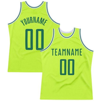 Custom Authentic Throwback Basketball Jersey - Personalized Neon Green & Kelly Green, Custom Name & Number Personalized Neon