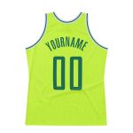 Custom Authentic Throwback Basketball Jersey - Personalized Neon Green & Kelly Green, Custom Name & Number Personalized Neon
