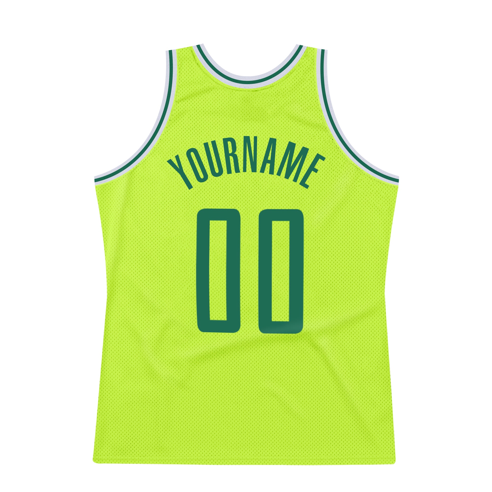 Personalized Neon Green Kelly Green-White Authentic Throwback Basketball Jersey Team Custom Name and Number Custom Authentic Throwback Basketball Jersey - Personalized Neon Green & Kelly Green, Custom Name & Number Personalized Neon - Image 5