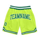 Personalized Neon Green Kelly Green White Throwback Basketball Shorts Personalized Neon Green Kelly Green-White Authentic