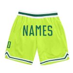 Custom Neon Green Basketball Shorts with Kelly Green and White - Personalize Name & Number, Authentic Throwback Style Personalized