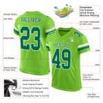 Custom Personalized Green White Football Jersey with Name and Number - Authentic Mesh Design Personalized Neon Green Kelly
