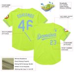 Custom Name and Number Baseball Jersey - Personalized Neon Green Light Blue Mesh Authentic Throwback Design Personalized