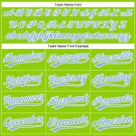 Custom Name Number Authentic Baseball Jersey in Neon Green Light Blue-White Personalized Neon Green Light Blue-White Authentic