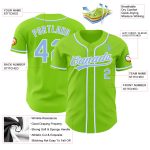 Custom Name Number Authentic Baseball Jersey in Neon Green Light Blue-White Personalized Neon Green Light Blue-White Authentic
