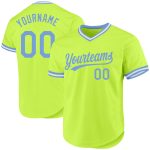 Custom Throwback Baseball Jersey with Personalized Name & Number - Neon Green Light Blue-White Authentic Design Personalized
