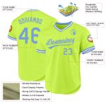 Custom Throwback Baseball Jersey with Personalized Name & Number - Neon Green Light Blue-White Authentic Design Personalized