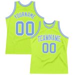 Customizable Authentic Basketball Jersey with Personalized Name & Number - Neon Green & Blue-White Throwback Design Personalized