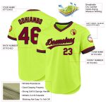 Custom Name and Number Authentic Throwback Baseball Jersey - Neon Green Maroon-Black Personalized Neon Green Maroon-Black