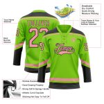 Custom Neon Green Hockey Jersey with Pink and Black Lace, Personalized with Name and Number - Medium Size Personalized Neon