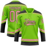 Custom Neon Green Hockey Jersey with Pink and Black Lace, Personalized with Name and Number - Medium Size Personalized Neon