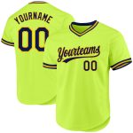 Custom Name Number Baseball Jersey - Personalized Navy-Gold Neon Green Authentic Throwback Team Apparel Personalized Neon