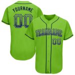 Custom Neon Green Navy Gray Baseball Jersey with Personalized Name and Number - Authentic Drift Fashion Team Apparel Personalized