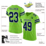 Custom Football Jersey with Personalized Name and Number - Neon Green Navy-Gray Mesh Authentic Design Personalized Neon Green
