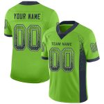 Custom Neon Green Navy Gray Mesh Drift Fashion Football Jersey Personalized Name Number Personalized Neon Green Navy-Gray