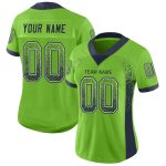 Custom Neon Green Navy Gray Mesh Drift Fashion Football Jersey Personalized Name Number Personalized Neon Green Navy-Gray