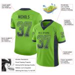 Custom Neon Green Navy Gray Mesh Drift Fashion Football Jersey Personalized Name Number Personalized Neon Green Navy-Gray