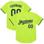 Custom Personalized Neon Green Navy Mesh Baseball Jersey with Name and Number - Authentic Throwback Team Jersey Personalized