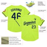 Custom Personalized Neon Green Navy Mesh Baseball Jersey with Name and Number - Authentic Throwback Team Jersey Personalized