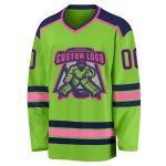 Custom Name and Number Hockey Jersey - Personalized Neon Green Navy-Pink Team Apparel Personalized Neon Green Navy-Pink Hockey