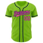 Custom Name Number Baseball Jersey - Personalized Neon Green Navy Pinstripe Design Personalized Neon Green Navy Pinstripe