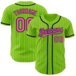 Custom Name Number Baseball Jersey - Personalized Neon Green Navy Pinstripe Design Personalized Neon Green Navy Pinstripe