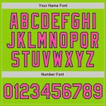 Custom Name and Number Softball Jersey - Personalized Navy Pinstripe Neon Green Pink Two-Button Unisex Design Personalized
