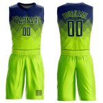 Custom Team Jersey with Name and Number - Personalized Neon Green Navy Round Neck Basketball Suit Personalized Neon Green