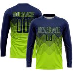 Personalized Neon Green Soccer Jersey, Navy Sublimation Uniform for Athletes Personalized Neon Green Navy Sublimation Soccer