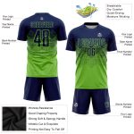 Custom Neon Green Navy Soccer Uniform Jersey with Personalized Name and Number Personalized Neon Green Navy Sublimation Soccer