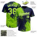 Custom Name Number Softball Jersey - Personalized Unisex 3D Brush Stroke Navy Green Design, Two-Button Style Personalized