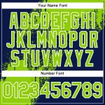 Custom Name and Number Baseball Jersey in Neon Green Navy-White 3D Abstract Brush Stroke Design Personalized Neon Green Navy-White