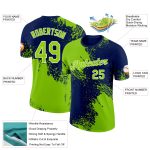 Custom Name and Number 3D Pattern Performance T-Shirt in Neon Green Navy-White Brush Stroke Design Personalized Neon Green