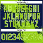 Custom Name and Number 3D Pattern Performance T-Shirt in Neon Green Navy-White Brush Stroke Design Personalized Neon Green