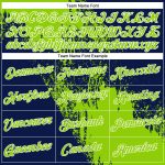 Custom Name and Number 3D Pattern Performance T-Shirt in Neon Green Navy-White Brush Stroke Design Personalized Neon Green