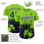 Personalized 3D Pattern Abstract Splash Grunge Art Baseball Jersey - Custom Neon Green Navy-White Team Name & Number Personalized