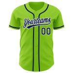 Personalized Authentic Baseball Jersey - Neon Green Navy White Design Personalized Neon Green Navy-White Authentic Baseball