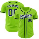 Personalized Authentic Baseball Jersey - Neon Green Navy White Design Personalized Neon Green Navy-White Authentic Baseball