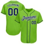 Custom Name and Number Authentic Baseball Jersey in Neon Green, Navy-White - Personalized Team Gear Personalized Neon Green