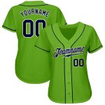 Custom Name and Number Authentic Baseball Jersey in Neon Green, Navy-White - Personalized Team Gear Personalized Neon Green