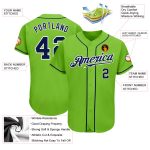 Custom Name and Number Authentic Baseball Jersey in Neon Green, Navy-White - Personalized Team Gear Personalized Neon Green