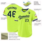 Custom Personalized Navy-White Baseball Jersey with Neon Green Name and Number - Authentic Throwback Style Personalized Neon