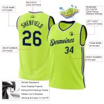 Personalized Neon Green Basketball Jersey - Navy White Authentic Throwback Design Personalized Neon Green Navy-White Authentic