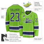 Custom Name and Number Hockey Jersey - Personalized Neon Green Navy-White Team Jersey Personalized Neon Green Navy-White