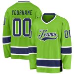 Custom Name and Number Hockey Jersey - Personalized Neon Green Navy-White Team Jersey Personalized Neon Green Navy-White