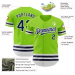 Custom Name and Number Authentic Baseball Jersey - Personalized Neon Green with Navy-White Lines Personalized Neon Green