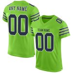 Personalized Green Navy-White Mesh Authentic Football Jersey for Fans Personalized Neon Green Navy-White Mesh Authentic Football